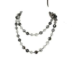 Cookie Lee Vintage Silver Crystal Beaded Long Necklace Womens Classic Layering